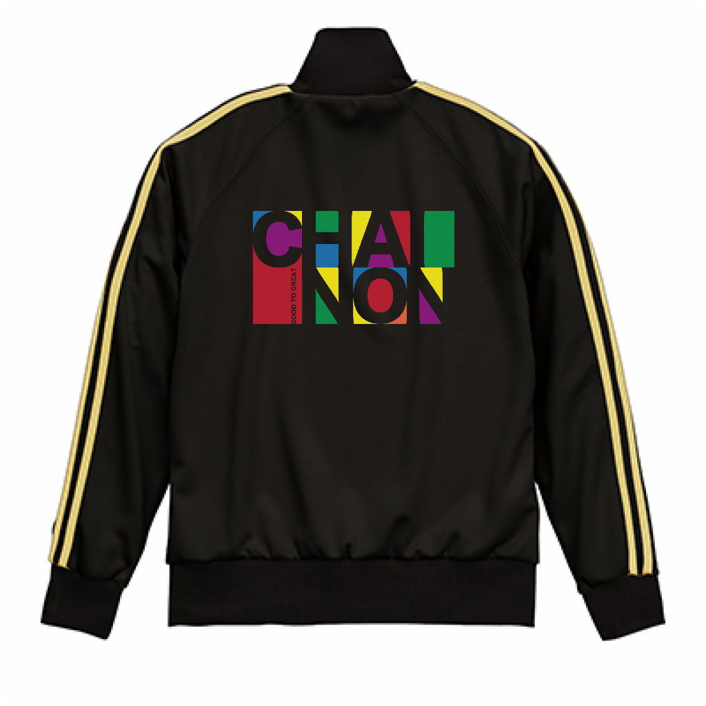 "FUN!!" TRACK JKT BLACK/GOLD