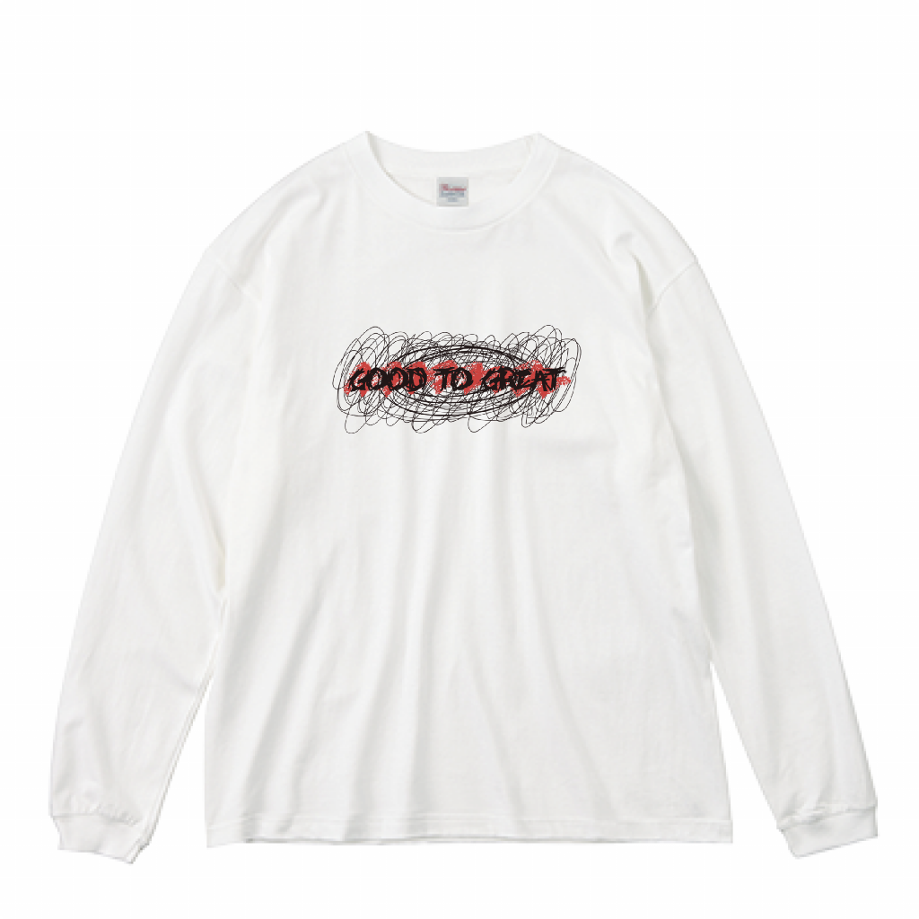 "ROUGH" L/S BIG Ts WHITE/RD