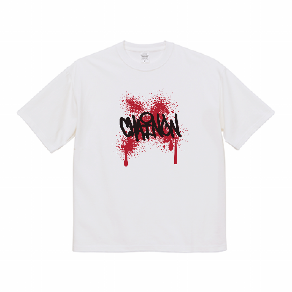 "SPRAY" BIG Ts WHITE/RD