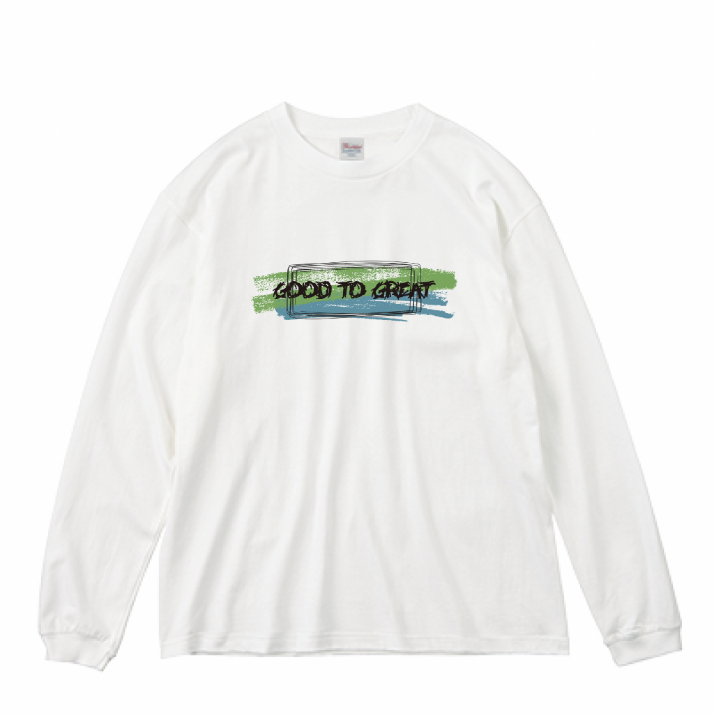 "ROUGH" L/S BIG Ts WHITE/GR/BL